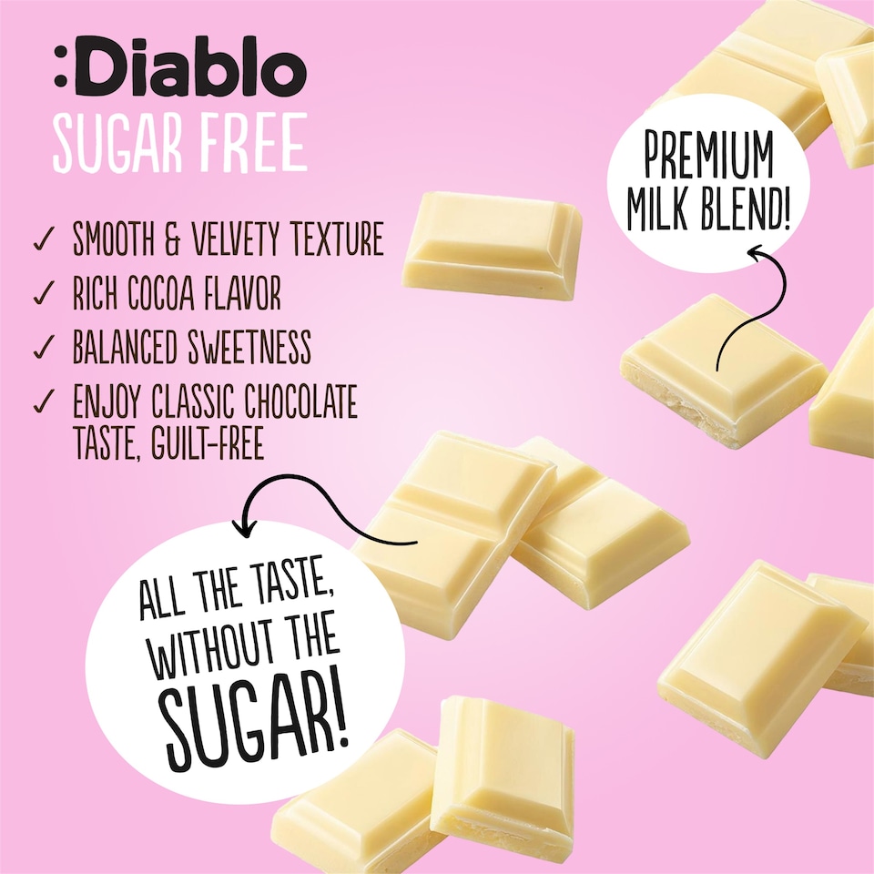 image 1 of Diablo No Added Sugar White Chocolate Bar 75g