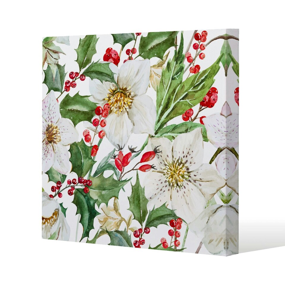 image 1 of Watercolour Christmas pattern (Canvas Print) 77 x 77 x 4cm