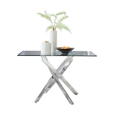 Furniturebox Leonardo 4 Glass And Chrome Metal Dining Table