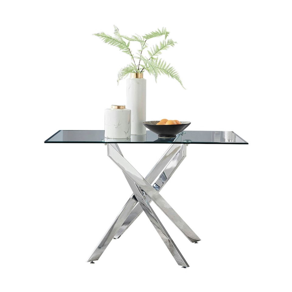 image 1 of Furniturebox Leonardo 4 Glass And Chrome Metal Dining Table