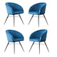 image 1 of Set of 4 Vittorio Velvet Dining Chairs with Black Metal Legs, Quilted Design Modern Accent Chair | Blue