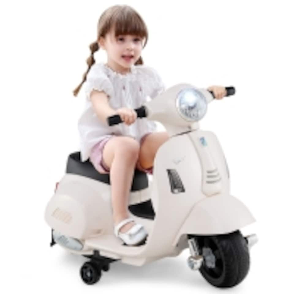 image 1 of COSTWAY Licensed Vespa Kids Ride on Motorcycle 6V White