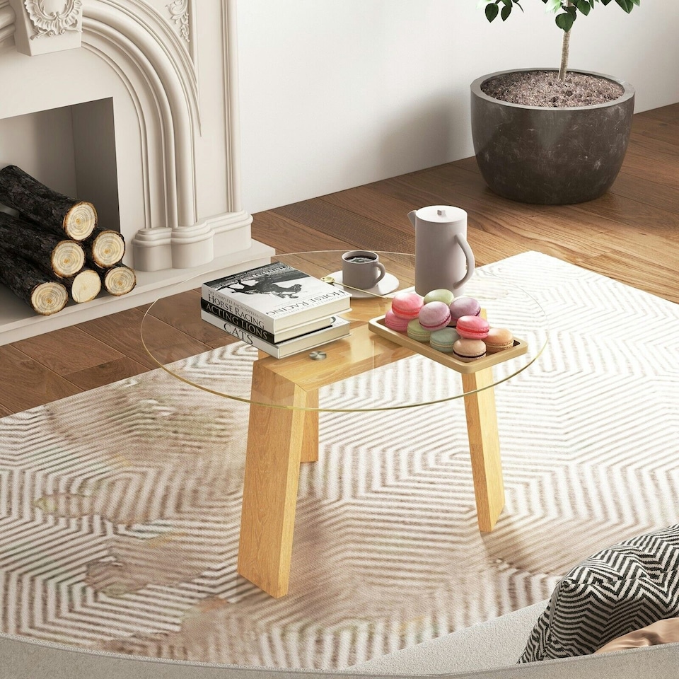 image 1 of COSTWAY Round Coffee Table Modern Table Sofa Center Table Black