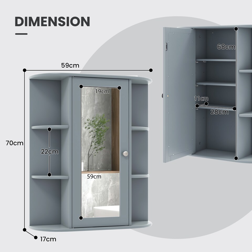 image 1 of COSTWAY Bathroom Medicine Cabinet with Mirror Adjustable Shelves