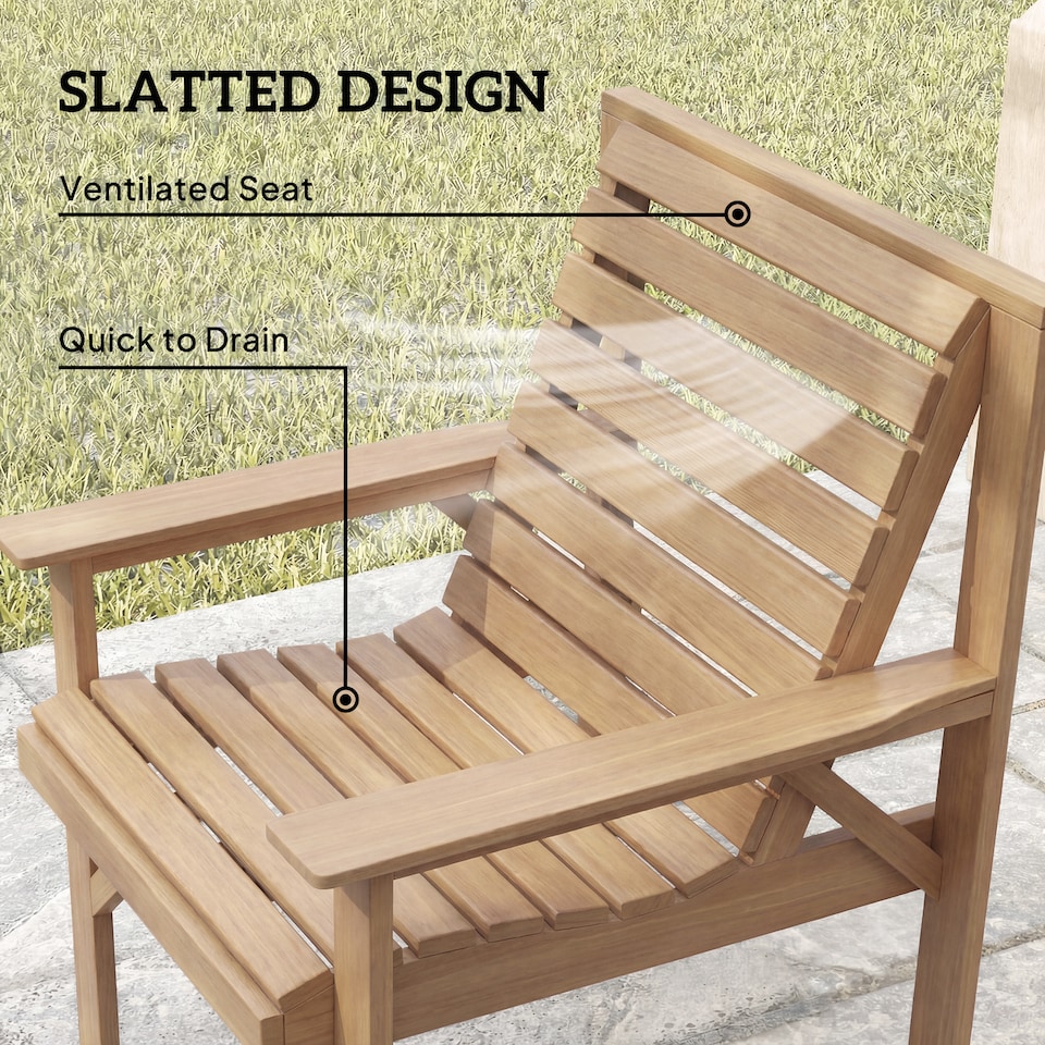 image 1 of Outsunny 4 Seater Garden Furniture Sofa Set with Curved Seat, Natural Wood | Brown | Natural wood finish | Four Seater