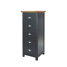 Core Products Dunkeld 5 Drawer Midnight Blue Narrow Chest, H114.5cm x W45.0cm x D40.0cm Blue