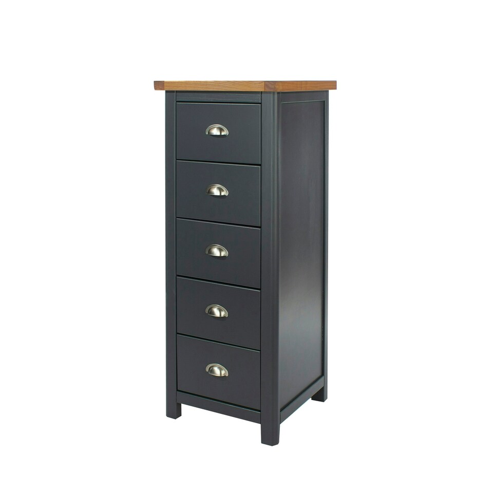 image 1 of Core Products Dunkeld 5 Drawer Midnight Blue Narrow Chest, H114.5cm x W45.0cm x D40.0cm Blue