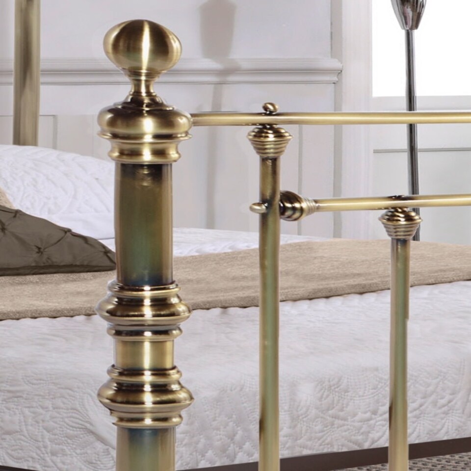 image 1 of 5ft King Size Brass Finish,Traditional Antique Victorian Metal Bed Frame Bedstead