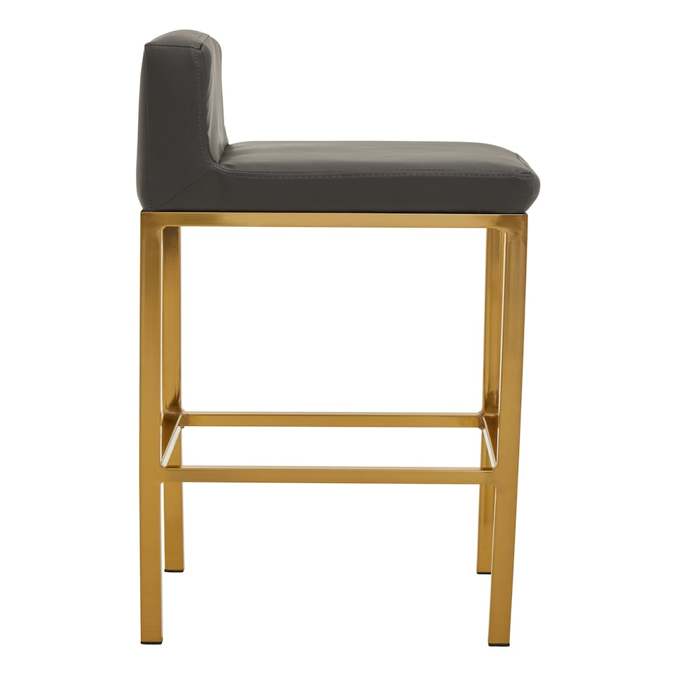 image 1 of Interiors by Premier Dark grey and Gold Finish Bar Chair, Glam Touch Indoor Metal Bar Stool, Footrest Bar Chair