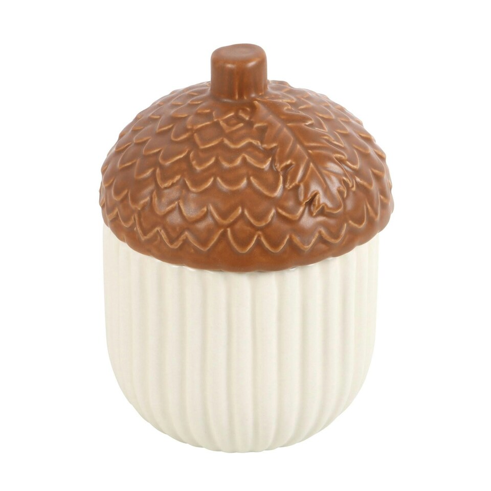 Autumn Acorn Ceramic Storage Jar - Ceramic Cream