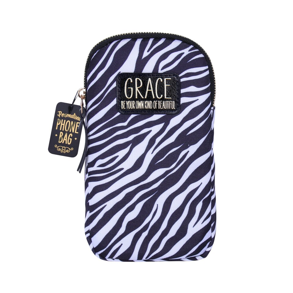 image 1 of Pre-personalised Phone Bag With Strap - Grace - Over 70 Titles Available