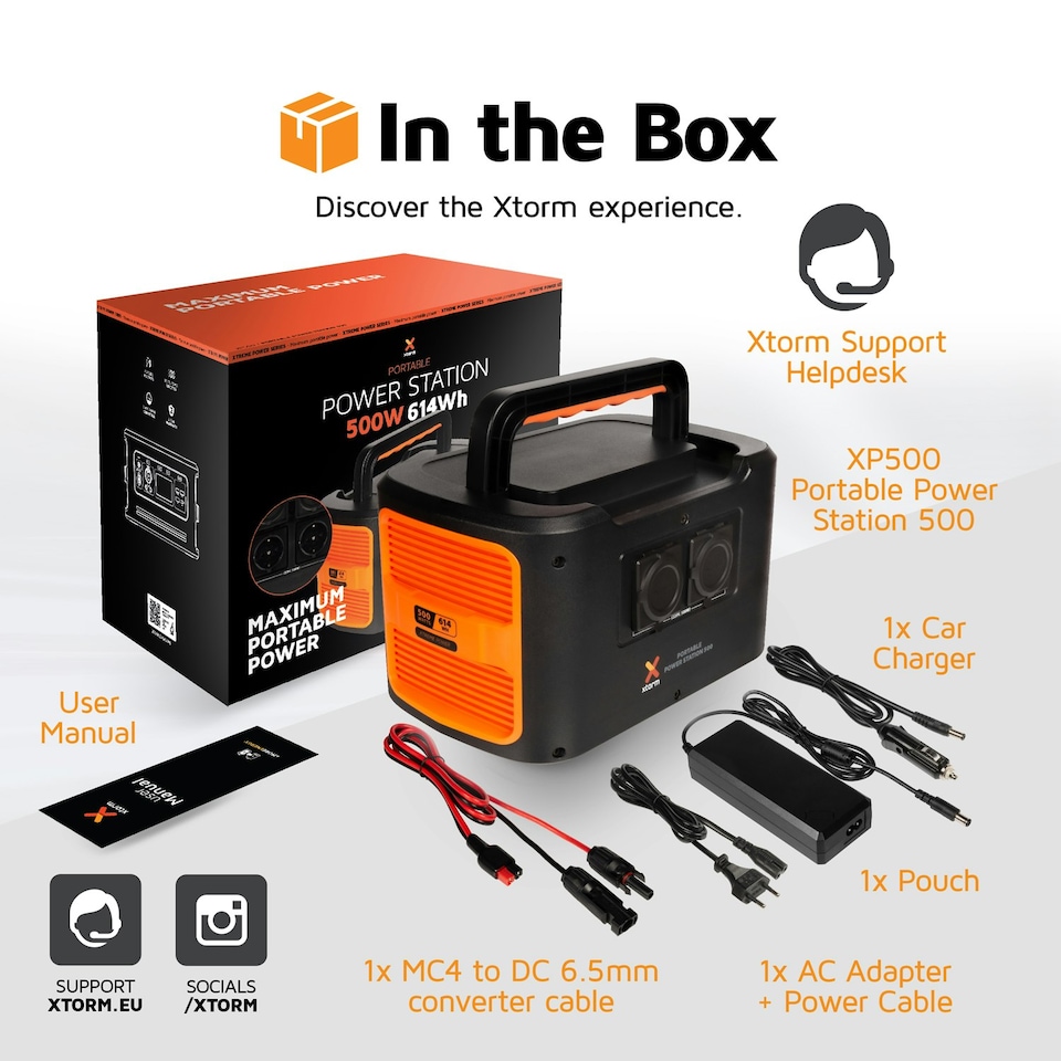 image 1 of Xtorm Portable Power Station 500W UK Black Orange