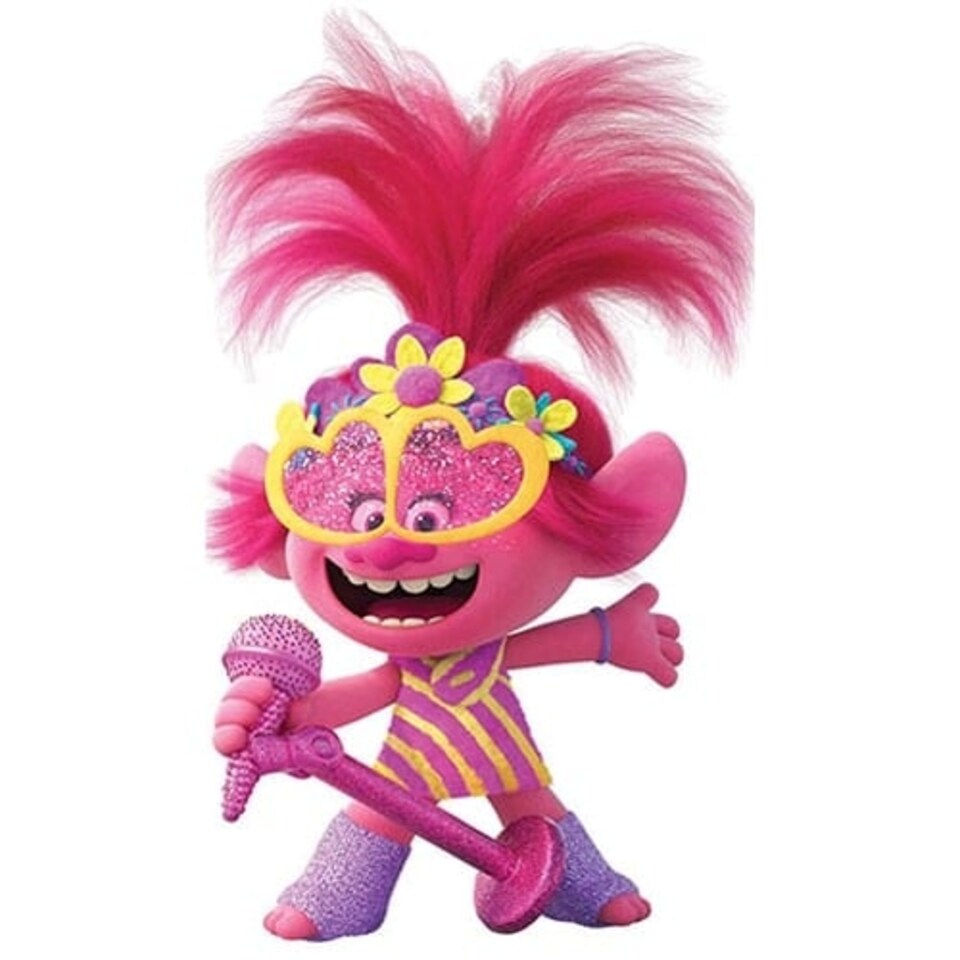 Queen Poppy Microphone Heart Glasses Trolls World Tour Star Mini Cardboard Cutout 95cm