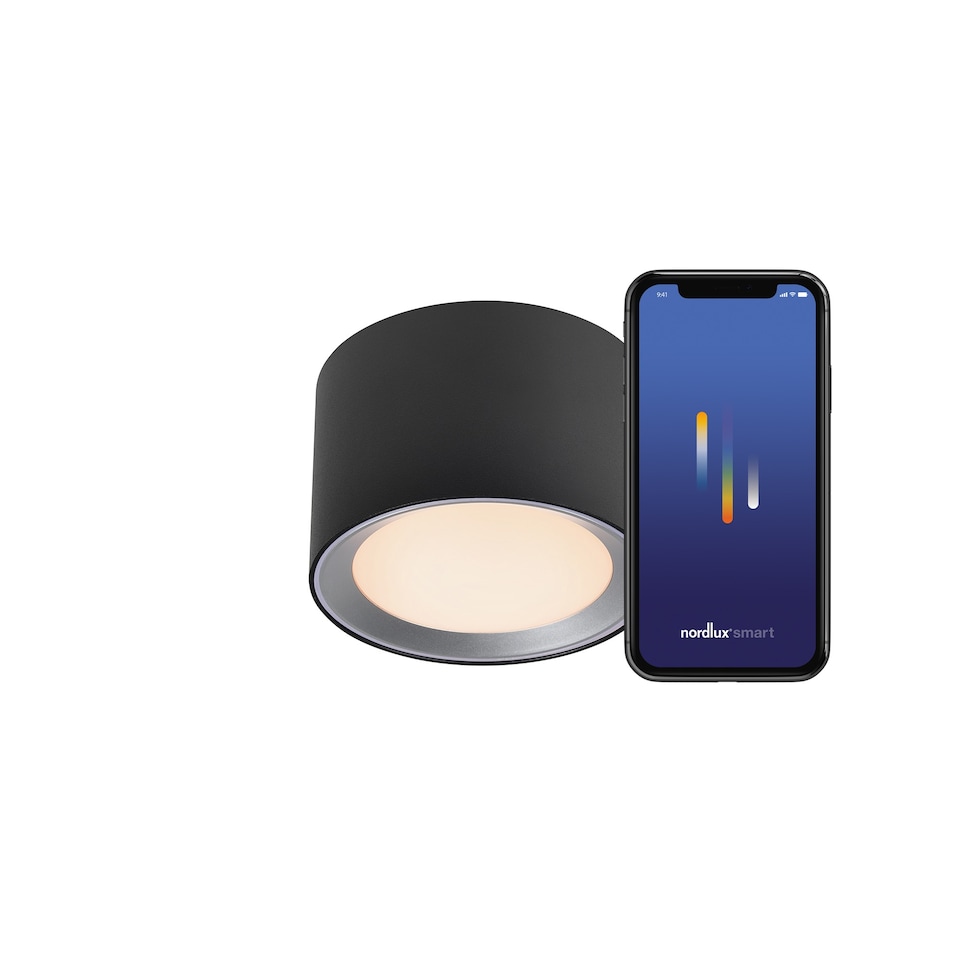 image 1 of Nordlux Landon Smart Indoor Ceiling Light Black Metal Intergrated LED  Smart - Mains Powered, IP44