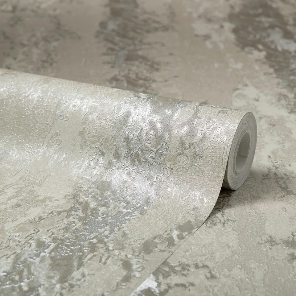 image 1 of Nova Metallic Wallpaper in Warm Grey and Silver Multi