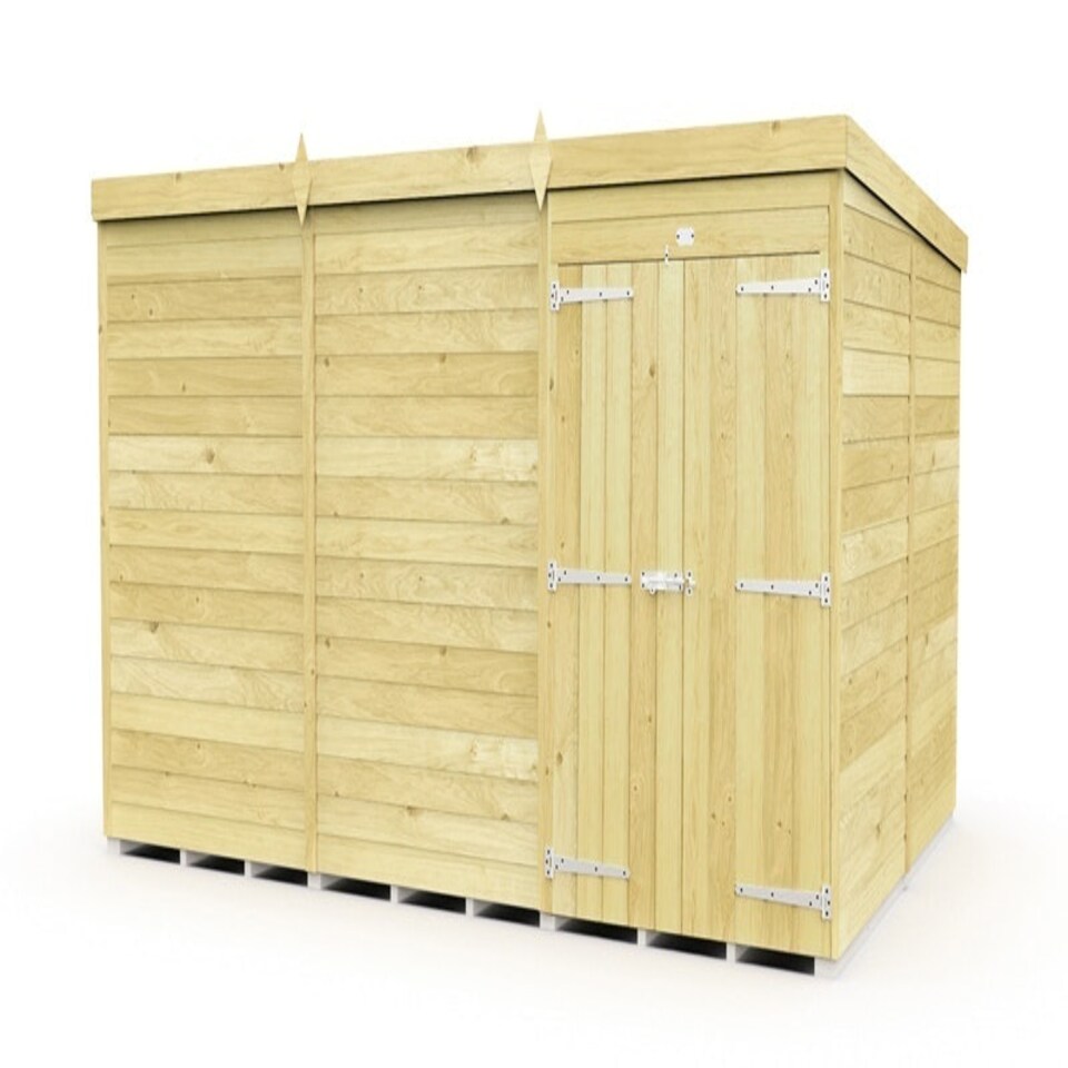 image 1 of 12 x 8 Feet Pent Shed - Double Door Without Windows - Wood - L231 x W358 x H201 cm Brown