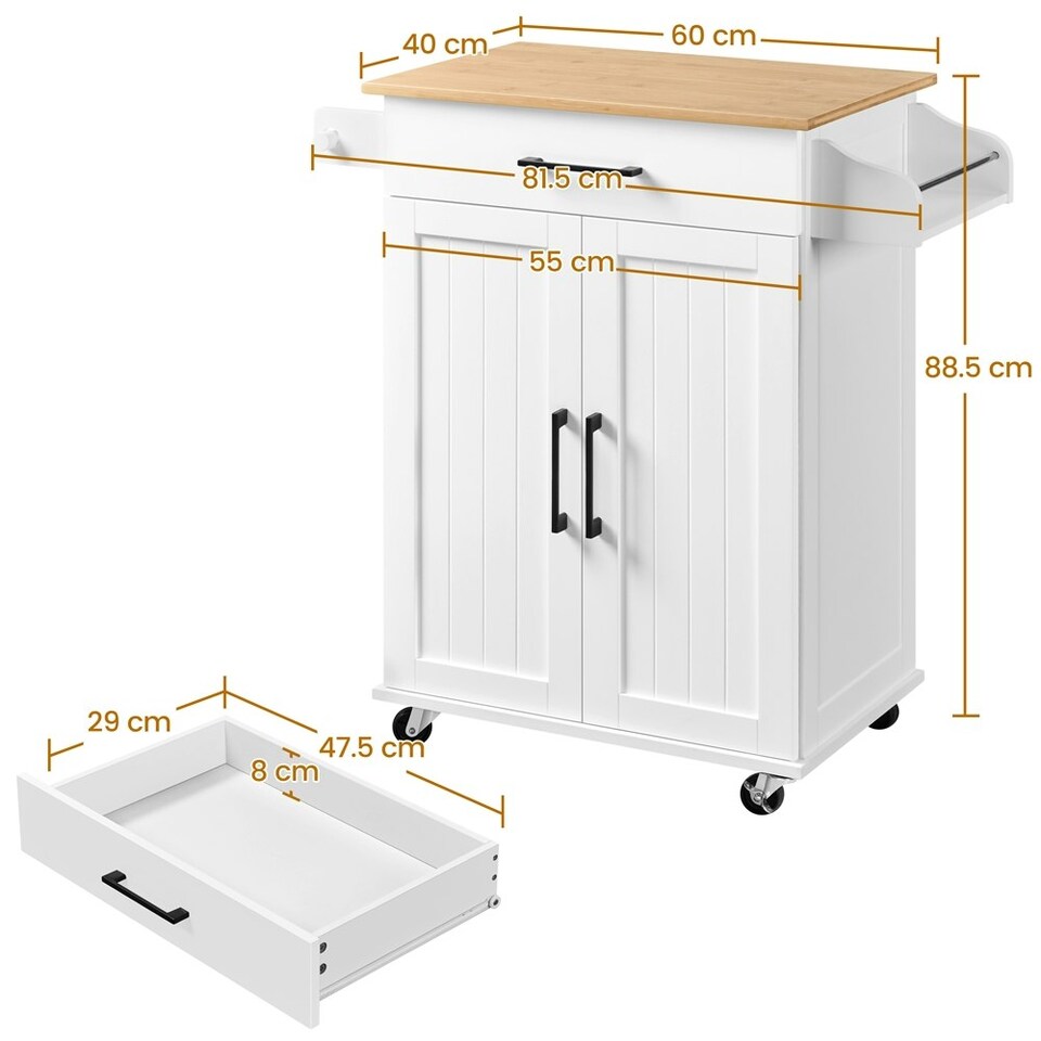 image 1 of Yaheetech Kitchen Island Cart with Spice Rack Storage