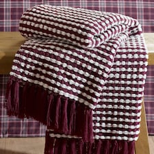 Catherine Lansfield Stab Stitch Blanket Throw | Purple | Plum