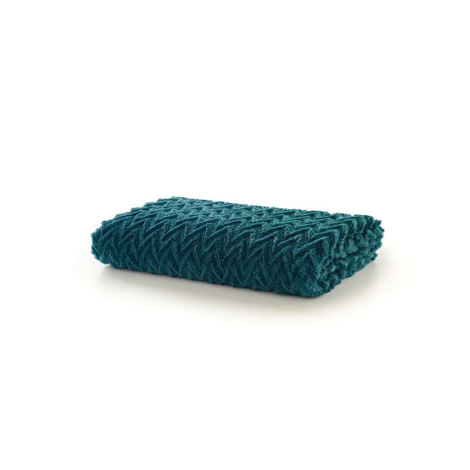 image 1 of Tadcaster Chevron Plush Throw, 140×180cm – Warm Decorative Sofa Blanket | Blue | Teal