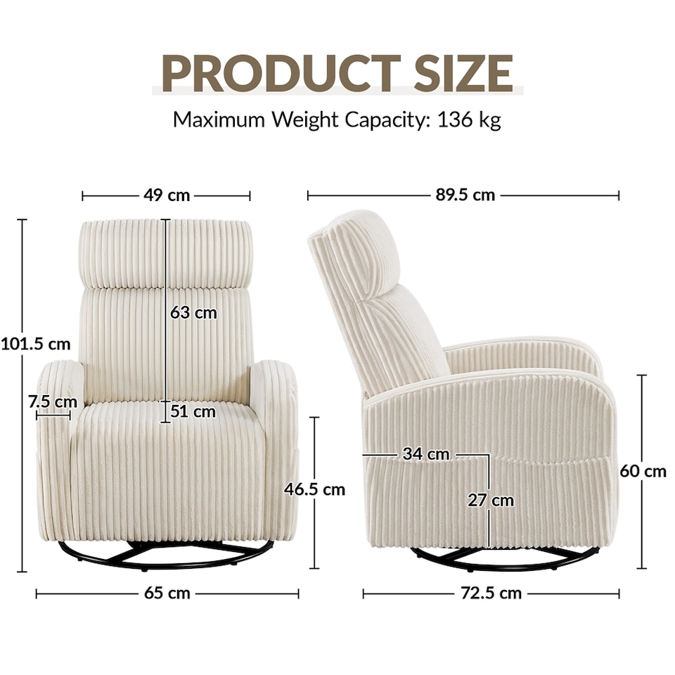 image 1 of Yaheetech Corduroy Swivel Nursery Gliding Rocker Chair-Beige | Cream | Beige | One Size | 1