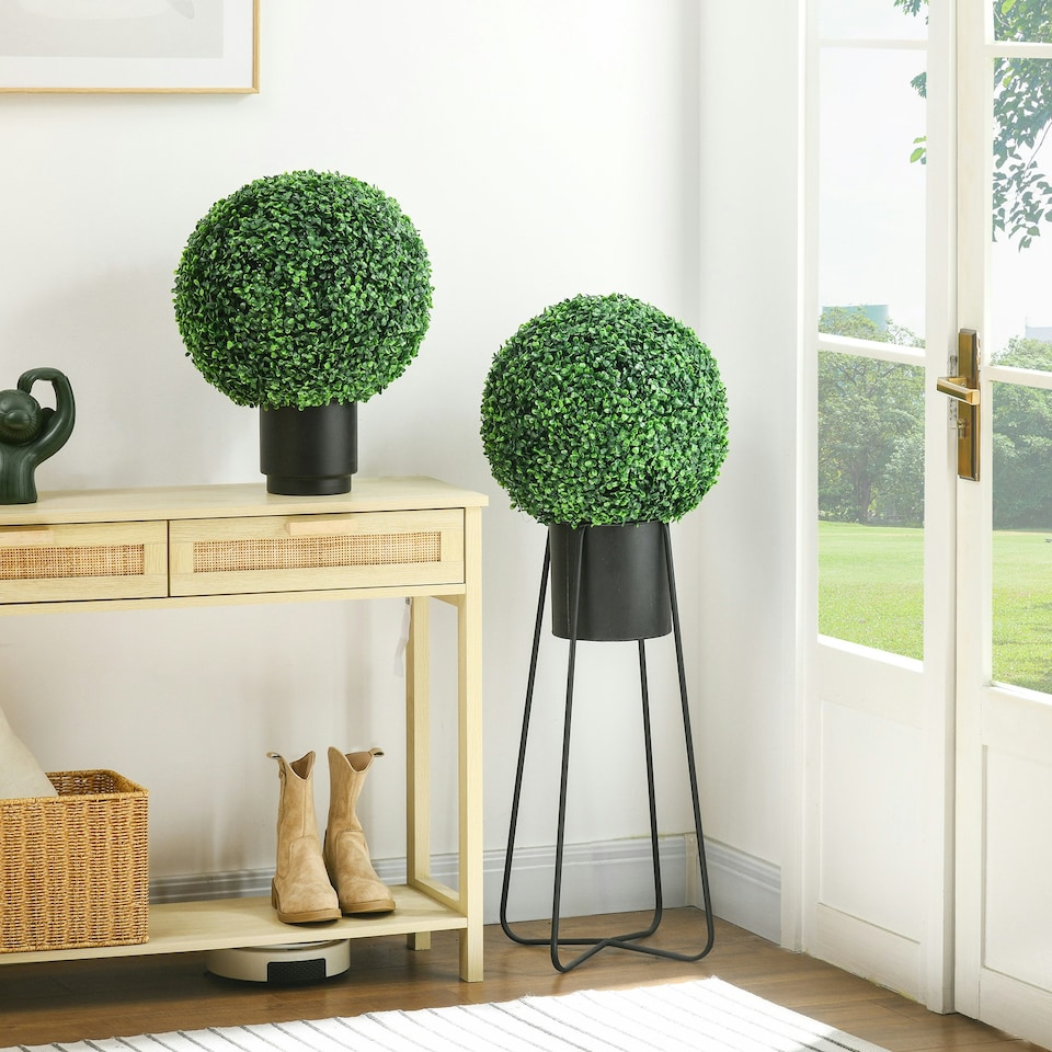 image 1 of HOMCOM Set of 2 Artificial Topiary Balls Indoor Outdoor Faux Boxwood Balls