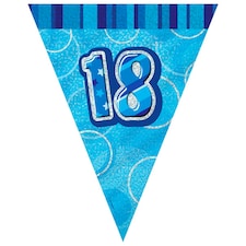 Unique Party Blue 18 Glitz Pennant Bunting - Blue - One Size