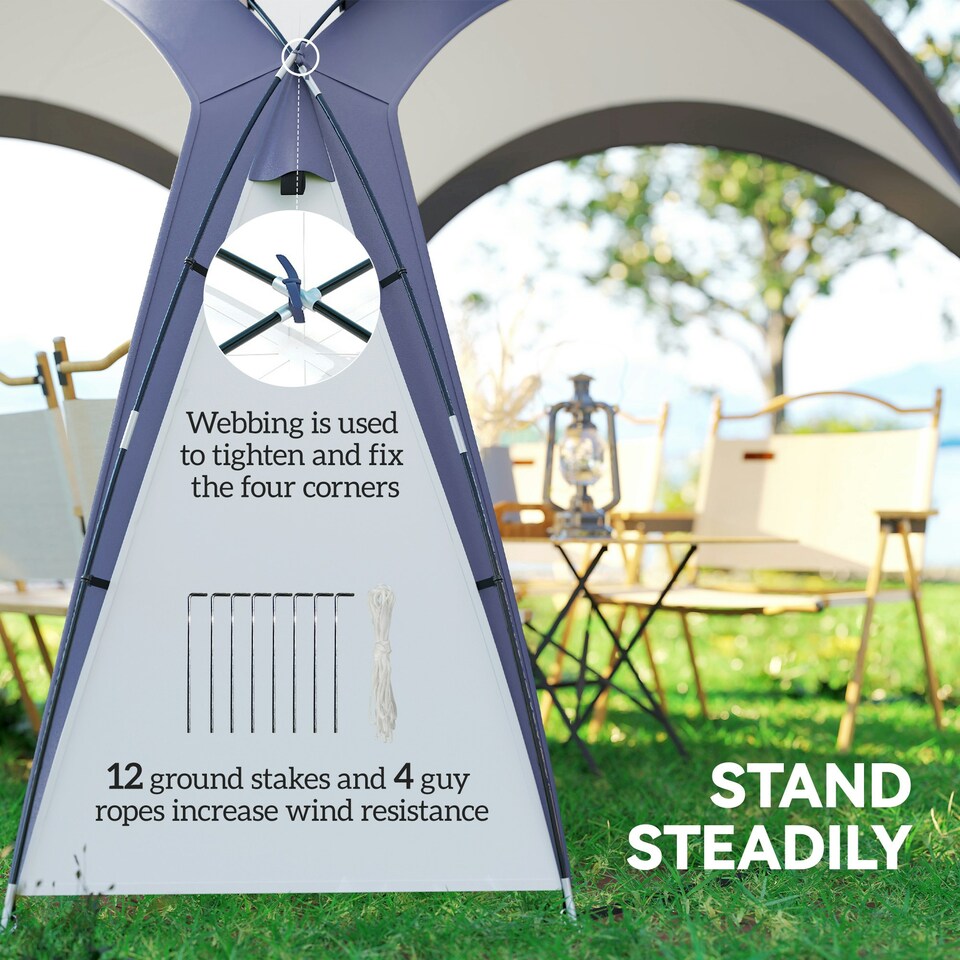image 1 of Outsunny Outdoor Gazebo Event Dome Shelter Party Tent for Garden Cream and Blue