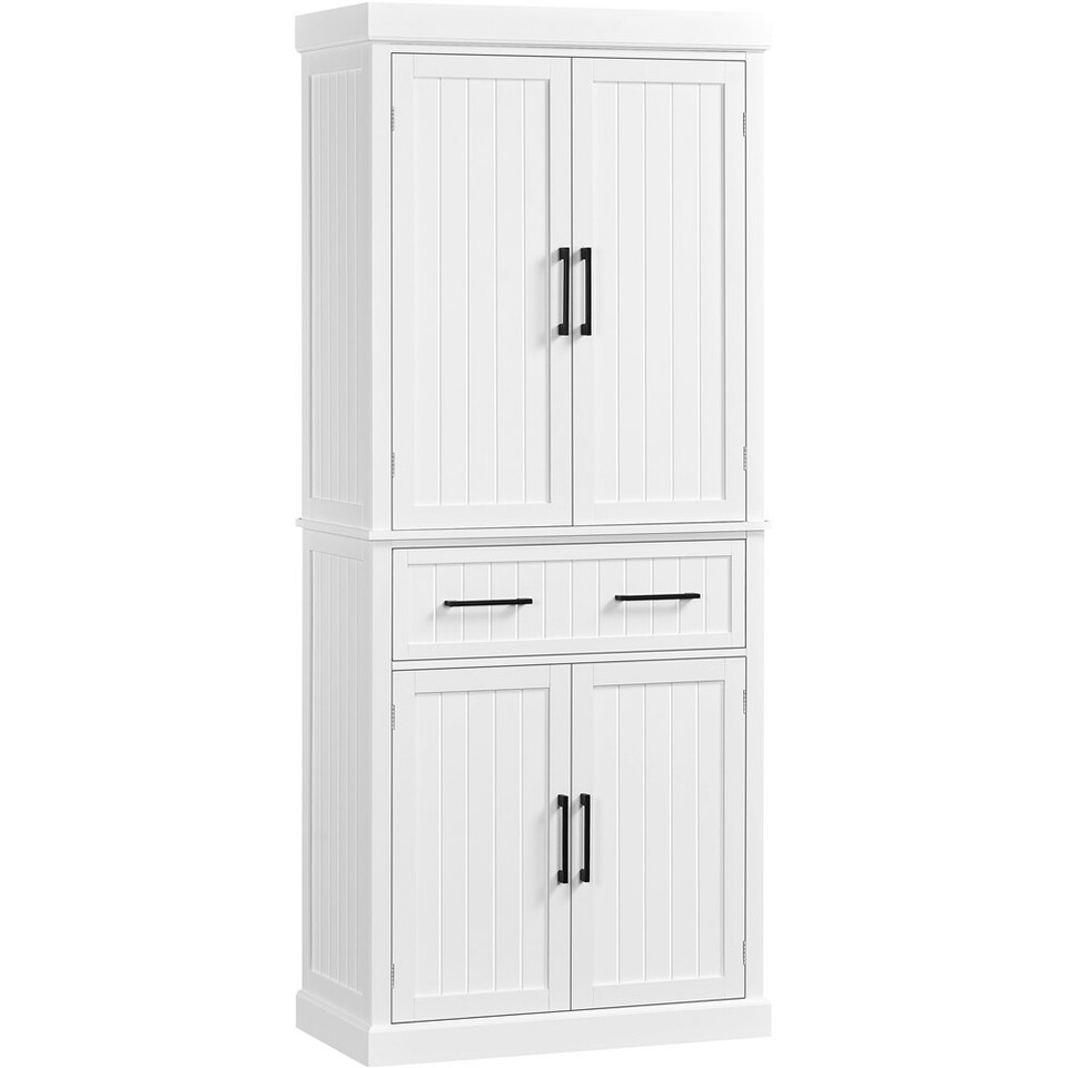 image 1 of Yaheetech Tall Pantry Cupboard with Doors and Adjustable Shelves White