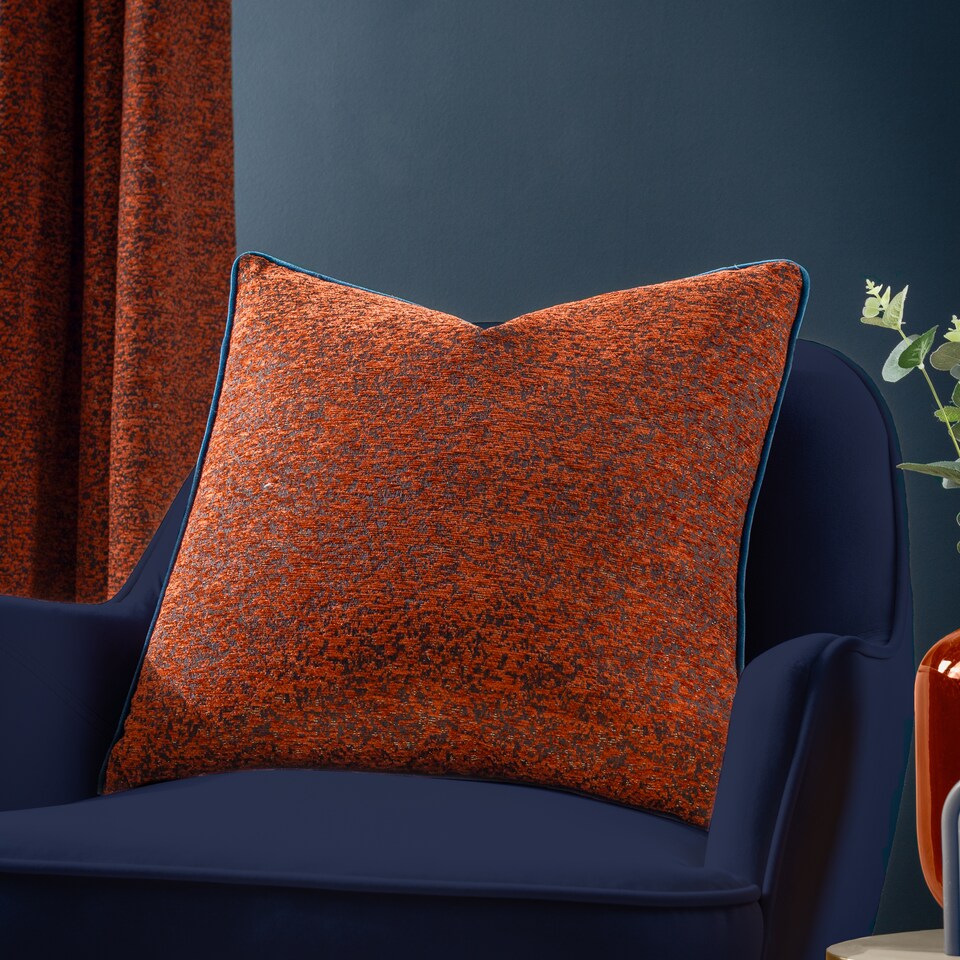 image 1 of Paoletti Galaxy Chenille Piped Cushion, Copper, 50 x 50cm