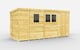 image 1 of 13 x 7 Feet Pent Shed - Double Door With Windows - Wood - L214 x W387 x H201 cm | Brown
