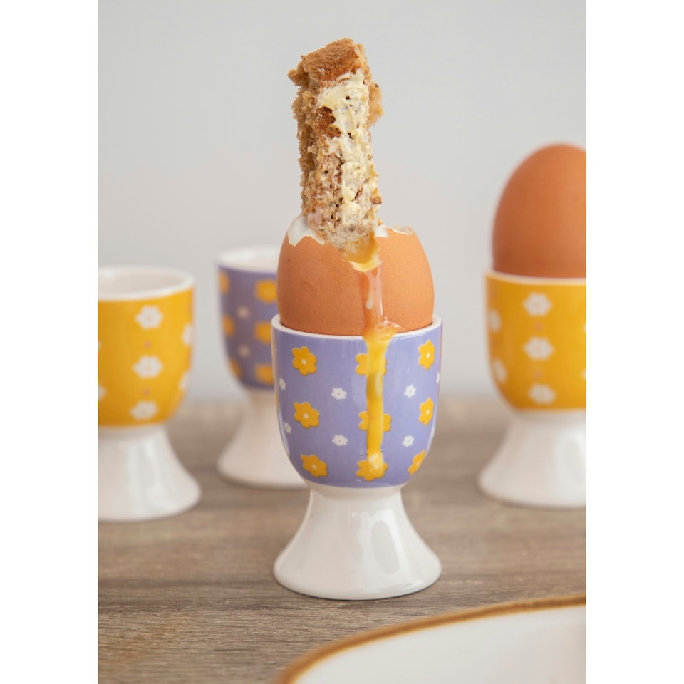 image 1 of KitchenCraft Egg Cup Set Multicolour Floral 4 Piece