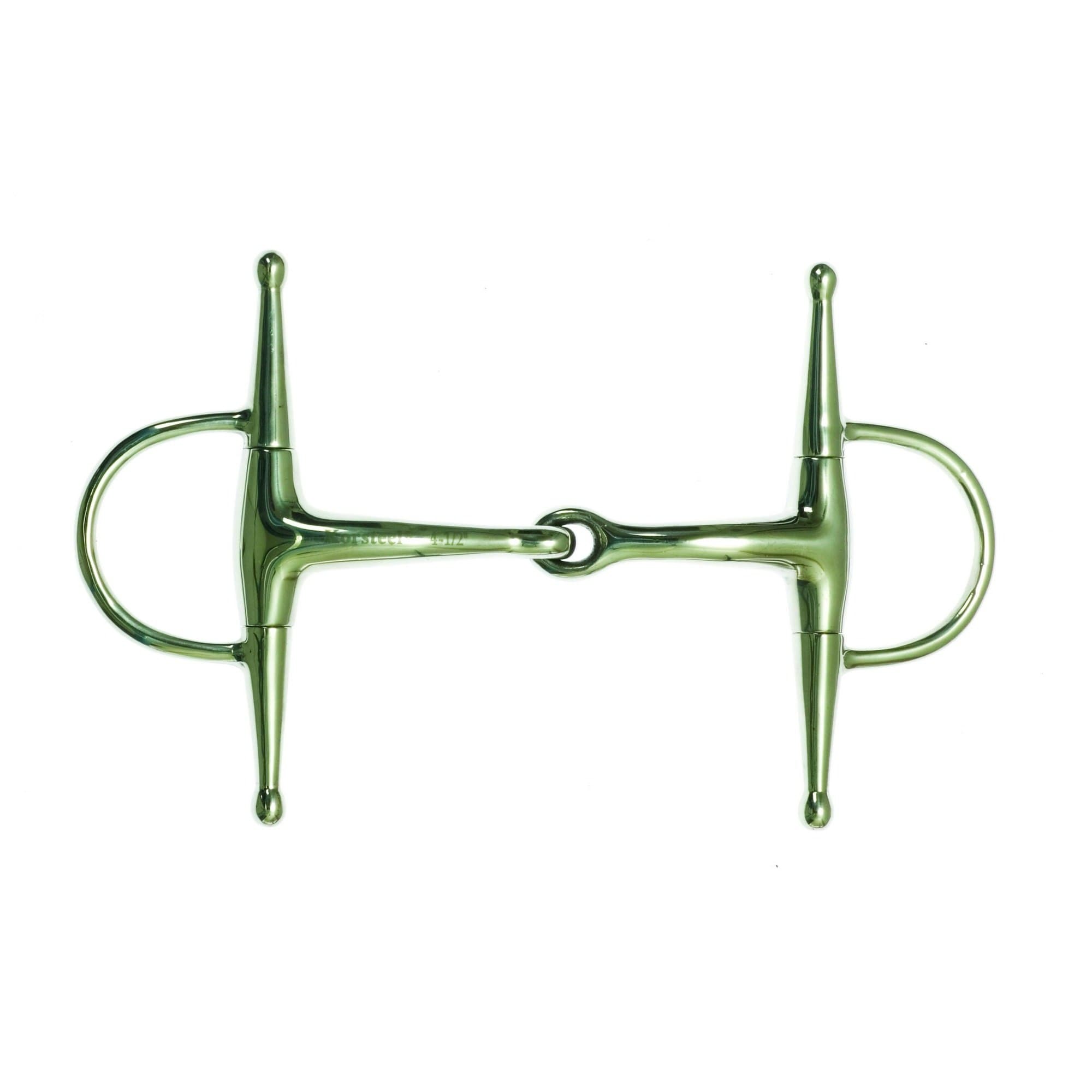 Korsteel Stainless Steel Jointed Full Cheek Snaffle Bit - Silver - 6in