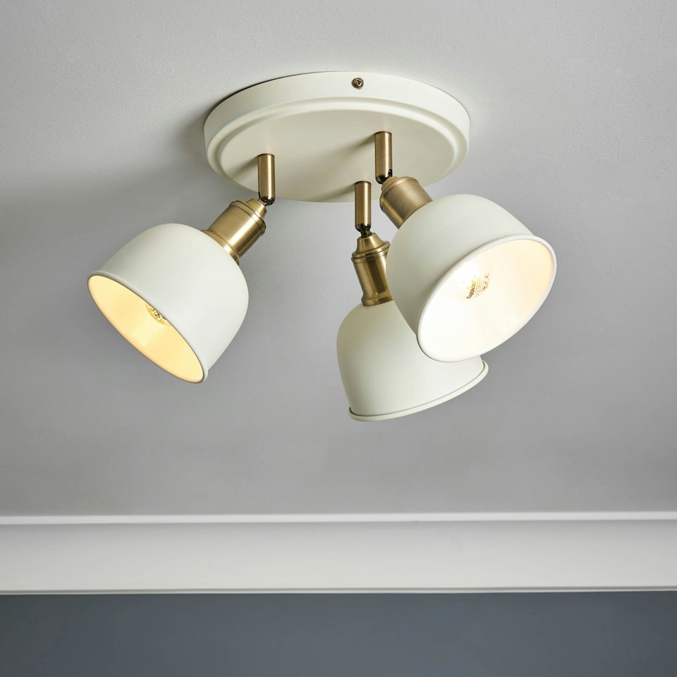 image 1 of BHS Dale Galley 3 Light Adjustable Spotlight Plate, Satin Ivory