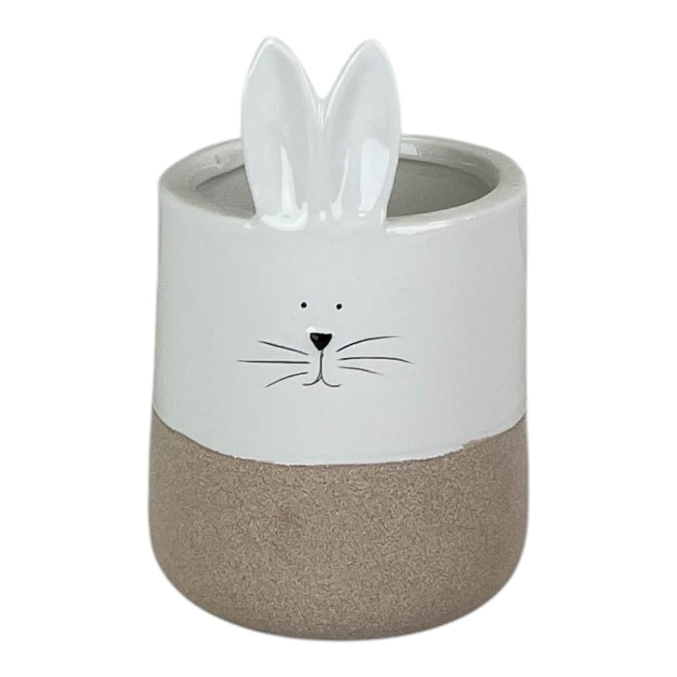 image 1 of White Ceramic Bunny Planter Decorative Rabbit Plant Pot