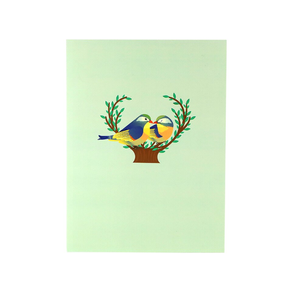 image 1 of Two Birds in Heart Nest 3D Pop Up Greeting Card