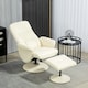image 2 of HOMCOM PU Leather Armchair and Footrest Swivel Recliner Cream White