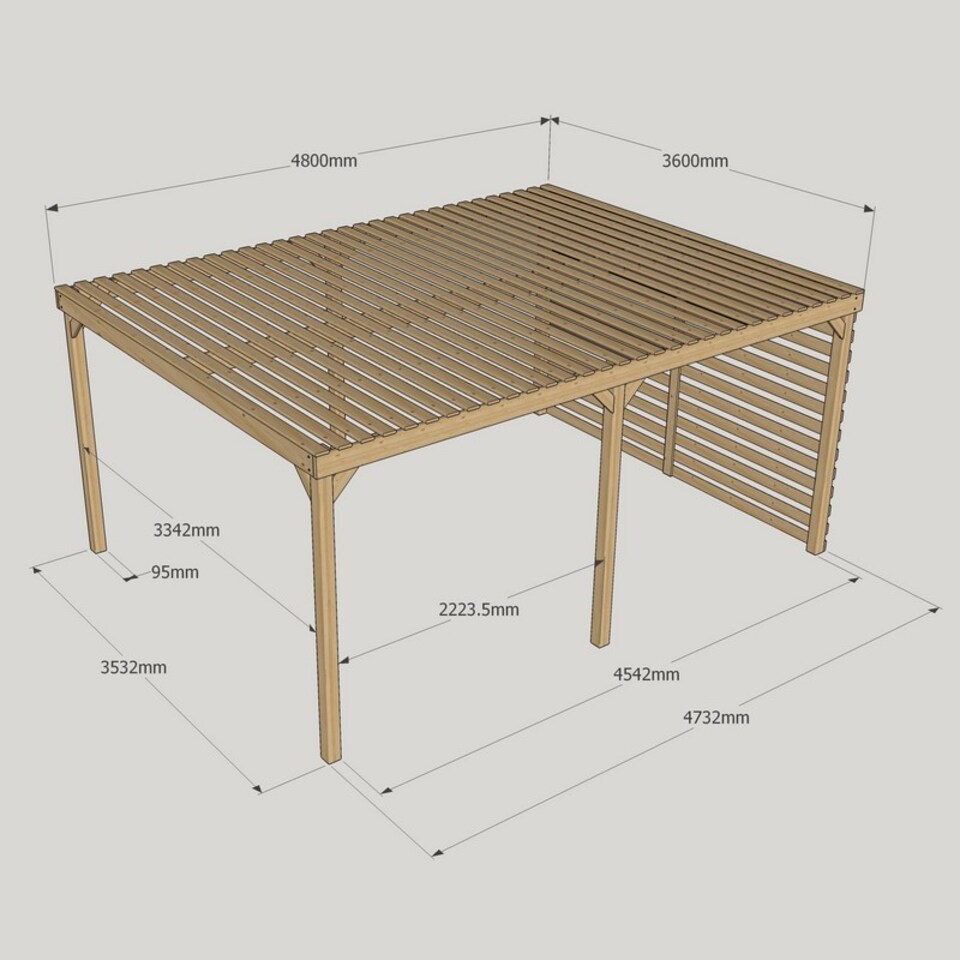image 1 of Shade Pergola - Wood - L360 x W480 x H270 cm - Rustic Brown