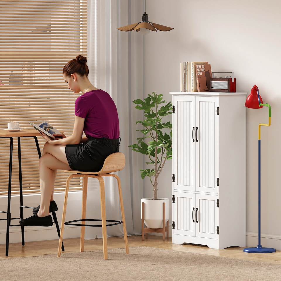 image 1 of HOMCOM Accent Floor Storage Cabinet, Kitchen Cupboard Sideboard with Adjustable Shelves and 2 Lower Doors, White