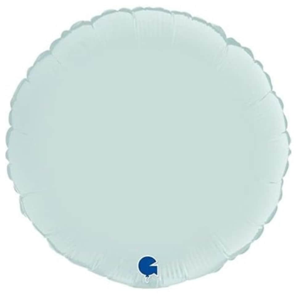 Satin Pastel Blue Round Shape Foil Helium Balloon 46cm / 18 in