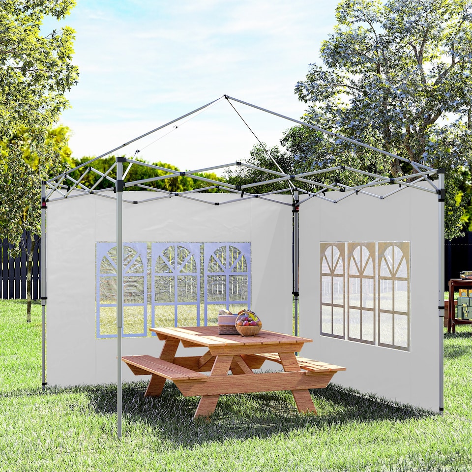 image 1 of Outsunny Gazebo Side Panels for 3x3(m) or 3x4m Pop Up Gazebo, 2 Pack, White