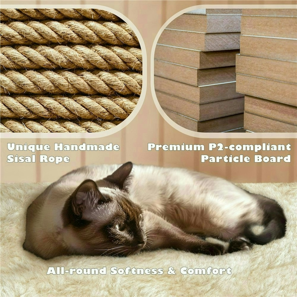 image 1 of Yaheetech 137cm Tall Cat Tree with Scratching Posts Beige