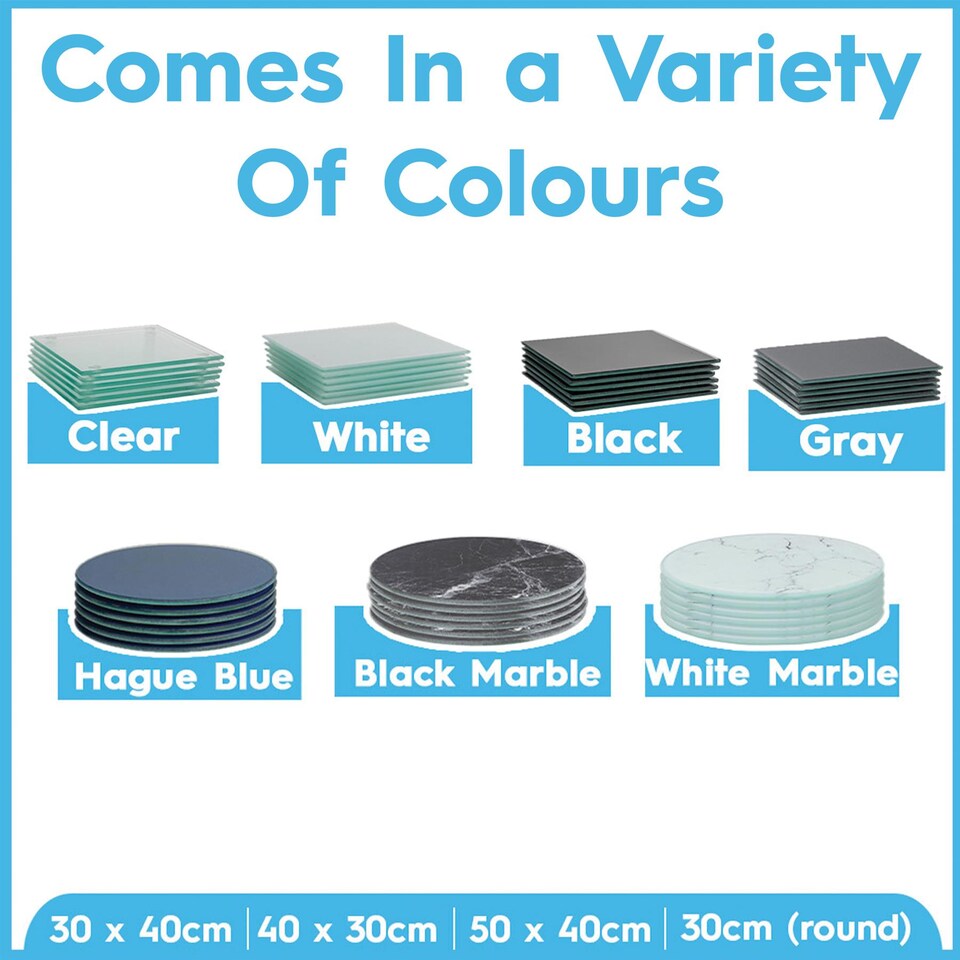 image 1 of Harbour Housewares 6x Round Glass Placemats - 30cm - Dining Table Place Mats Tabletop Protector for Kitchen Worktops