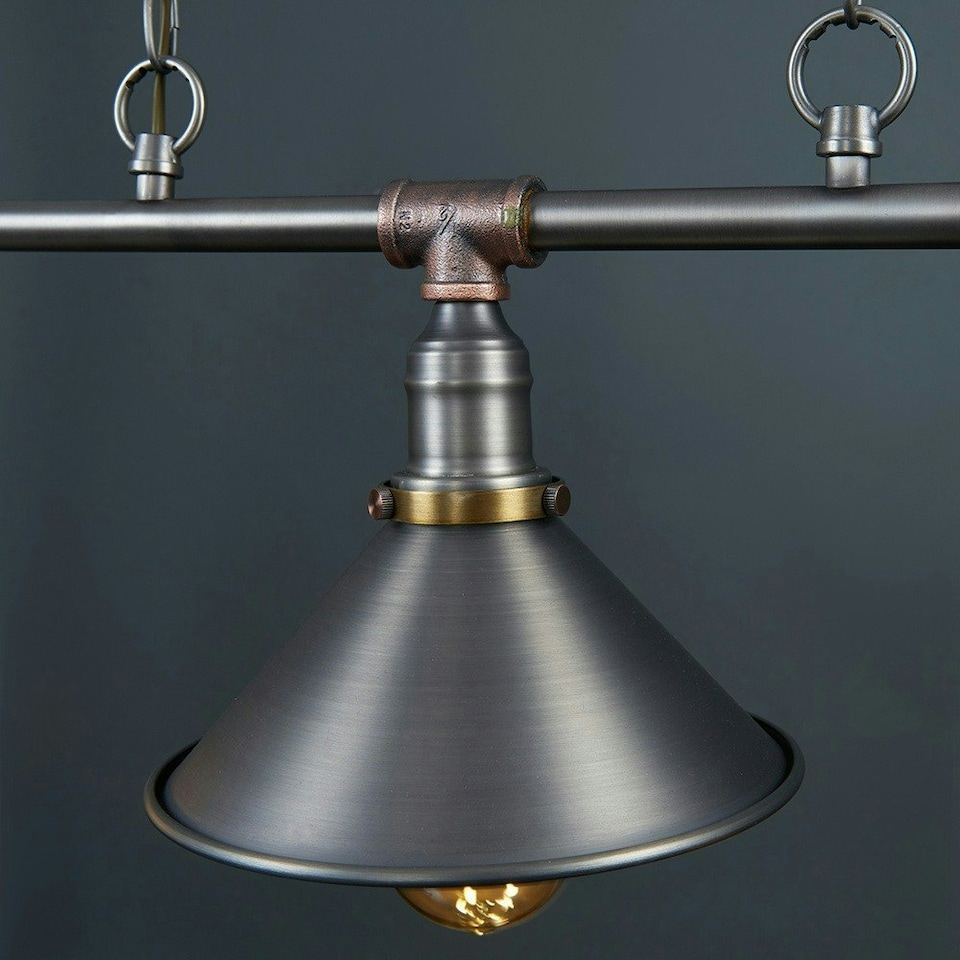 image 1 of ValueLights Corinthia Over Table 3 Way Grey Ceiling Light Low Hanging Pendant | Grey