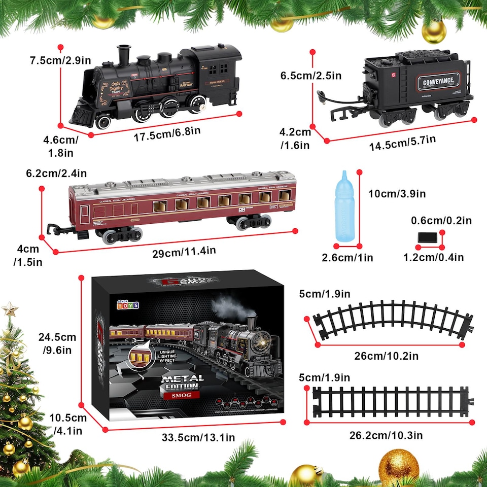 image 1 of Deluxe Edition Steam Train Set – Electric Classic Locomotive Toy with Lights, Real Smoke & Sounds