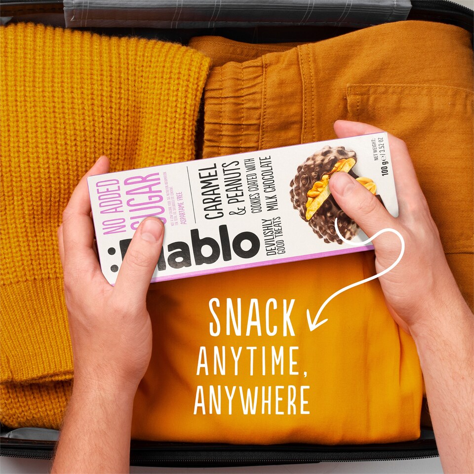image 1 of Diablo No Added Sugar Chocolate Caramel and Peanut Cookies 100g 3 Pack