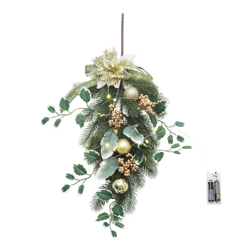image 1 of Living and Home Christmas Swag with LED Lights for Holiday Decor