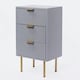 image 5 of OHS 3 Drawer Modern Ribbed Office Side Bedroom Nightstand Bedside Table Grey