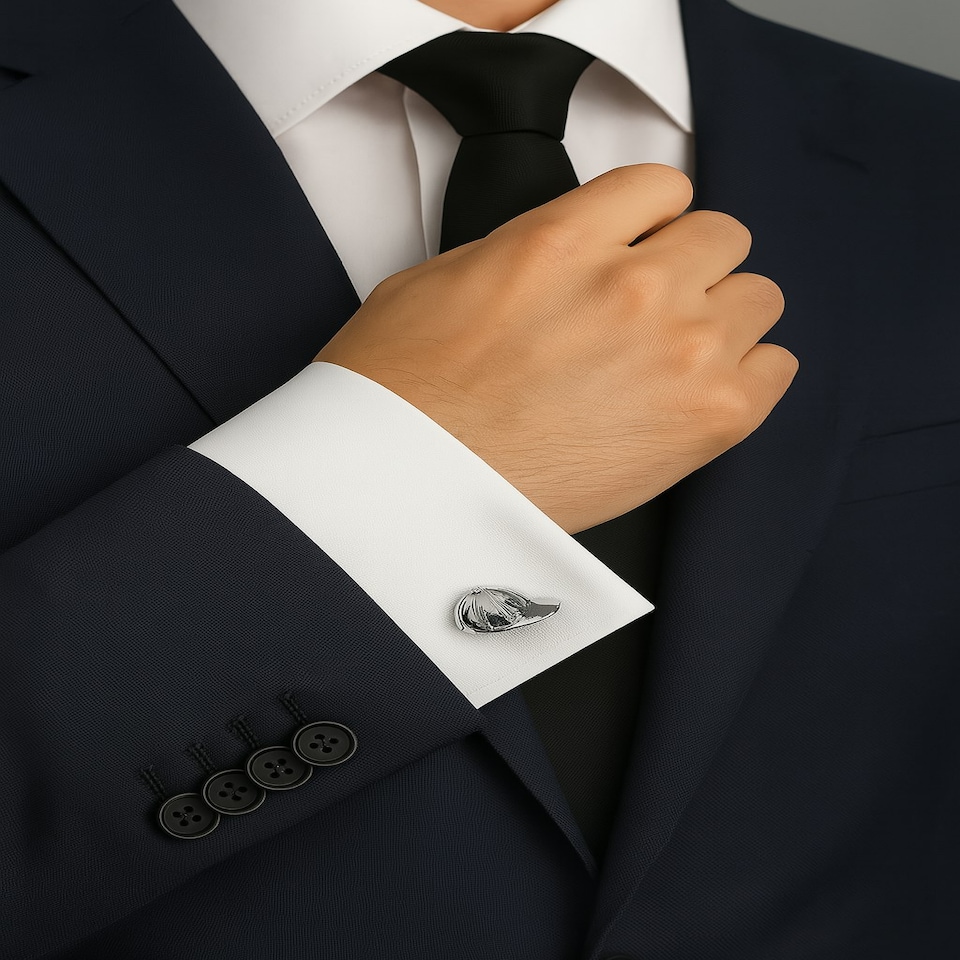 image 1 of Jockey Cap Cufflinks - Onyx Art CK163 Horse Riding Novelty Cuffs