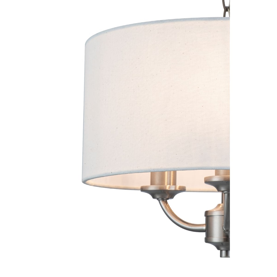 image 1 of COSYLYTE Winston 3 Light Classic Faux Linen Shade Pendant Light - Brushed Nickel | Silver | Brushed Nickel | 1