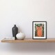 image 2 of Ginger Orange Tabby Cat Plants Modern Folk Art 9x7" Black Framed Wall Art Print